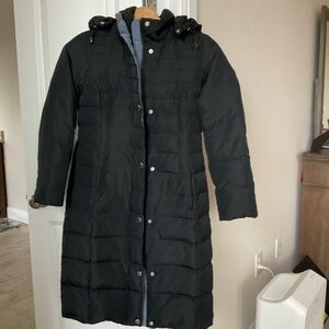 Lands' End Women's Black Long Down Puffer Coat